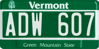 VT license plate ADW607