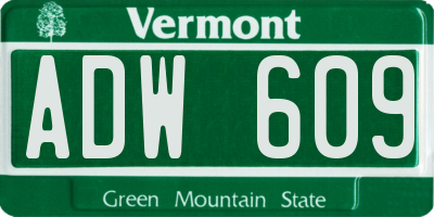 VT license plate ADW609