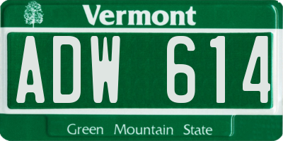 VT license plate ADW614