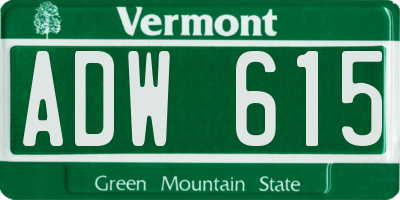 VT license plate ADW615