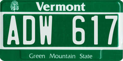 VT license plate ADW617