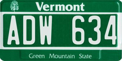 VT license plate ADW634