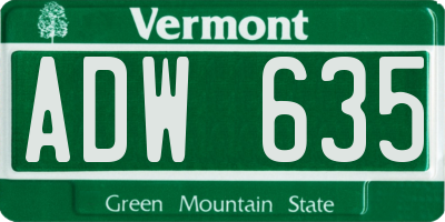 VT license plate ADW635