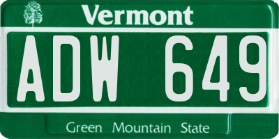 VT license plate ADW649