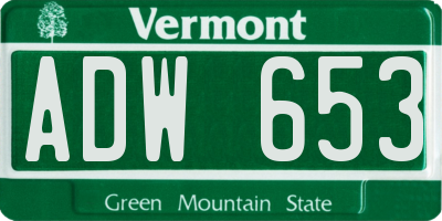 VT license plate ADW653