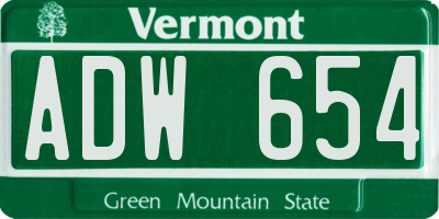 VT license plate ADW654