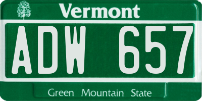 VT license plate ADW657