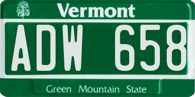 VT license plate ADW658