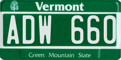 VT license plate ADW660