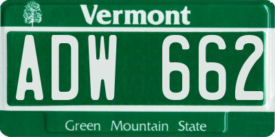 VT license plate ADW662