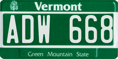 VT license plate ADW668