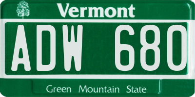 VT license plate ADW680