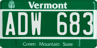 VT license plate ADW683