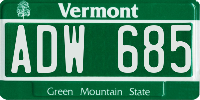 VT license plate ADW685