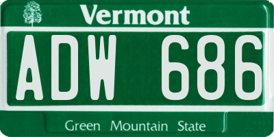 VT license plate ADW686