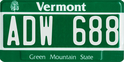 VT license plate ADW688