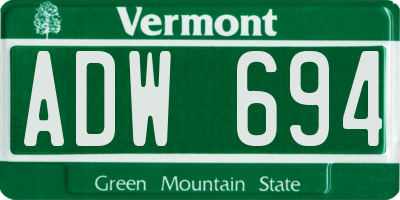 VT license plate ADW694