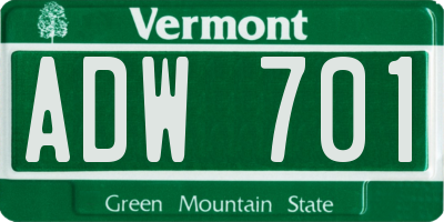 VT license plate ADW701