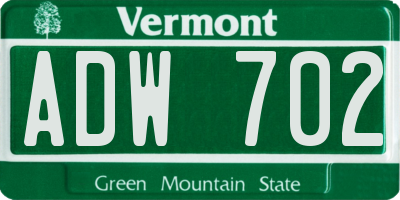 VT license plate ADW702