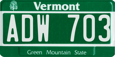 VT license plate ADW703