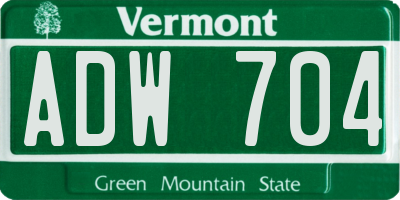 VT license plate ADW704