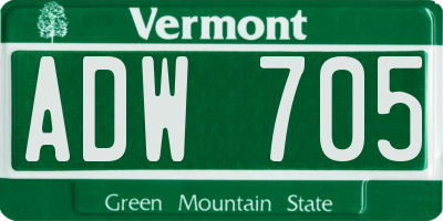 VT license plate ADW705