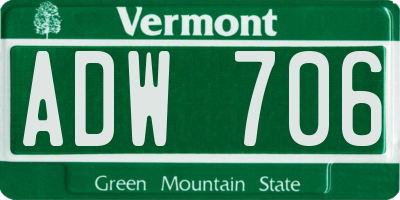 VT license plate ADW706