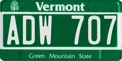 VT license plate ADW707