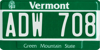 VT license plate ADW708