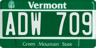 VT license plate ADW709