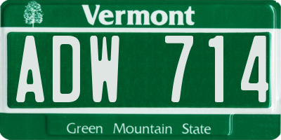 VT license plate ADW714