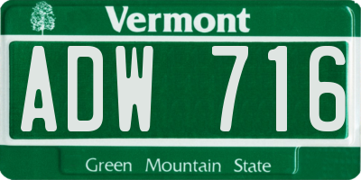 VT license plate ADW716