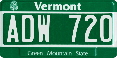 VT license plate ADW720