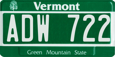 VT license plate ADW722