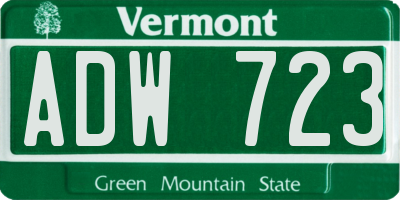 VT license plate ADW723