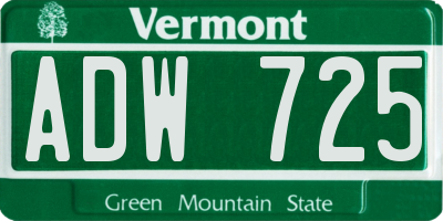 VT license plate ADW725