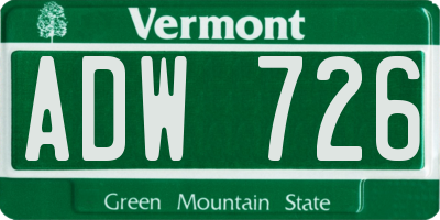 VT license plate ADW726