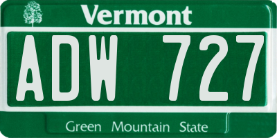 VT license plate ADW727