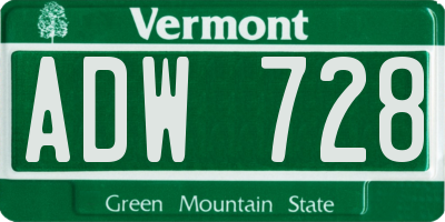 VT license plate ADW728
