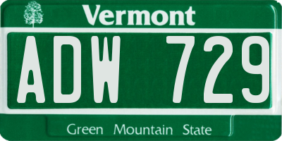 VT license plate ADW729