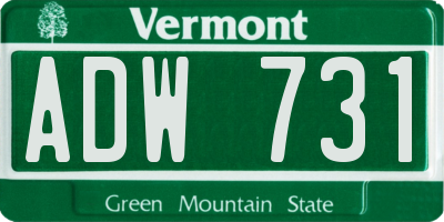 VT license plate ADW731