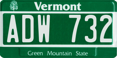 VT license plate ADW732