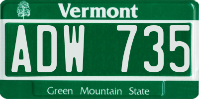 VT license plate ADW735