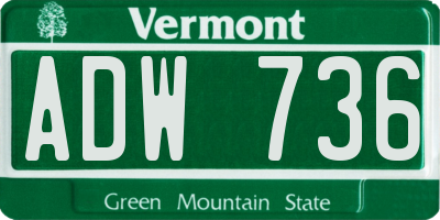 VT license plate ADW736