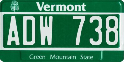 VT license plate ADW738