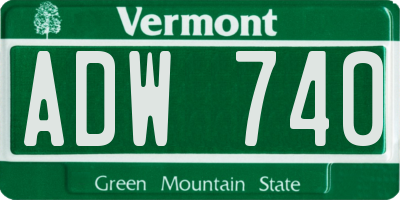 VT license plate ADW740