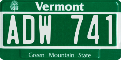 VT license plate ADW741