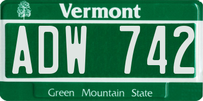 VT license plate ADW742