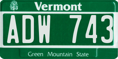 VT license plate ADW743