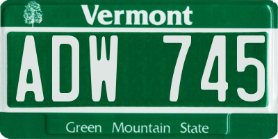 VT license plate ADW745